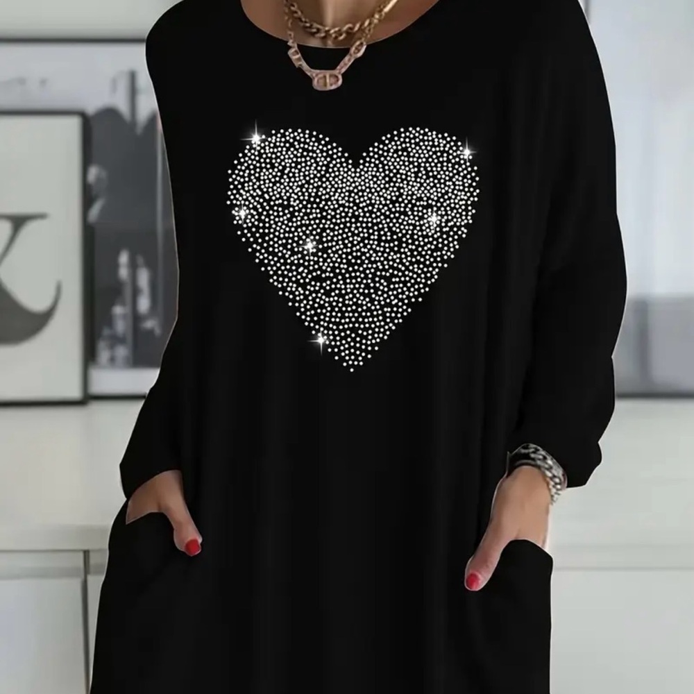 Black shirt with Sparkling Heart Design